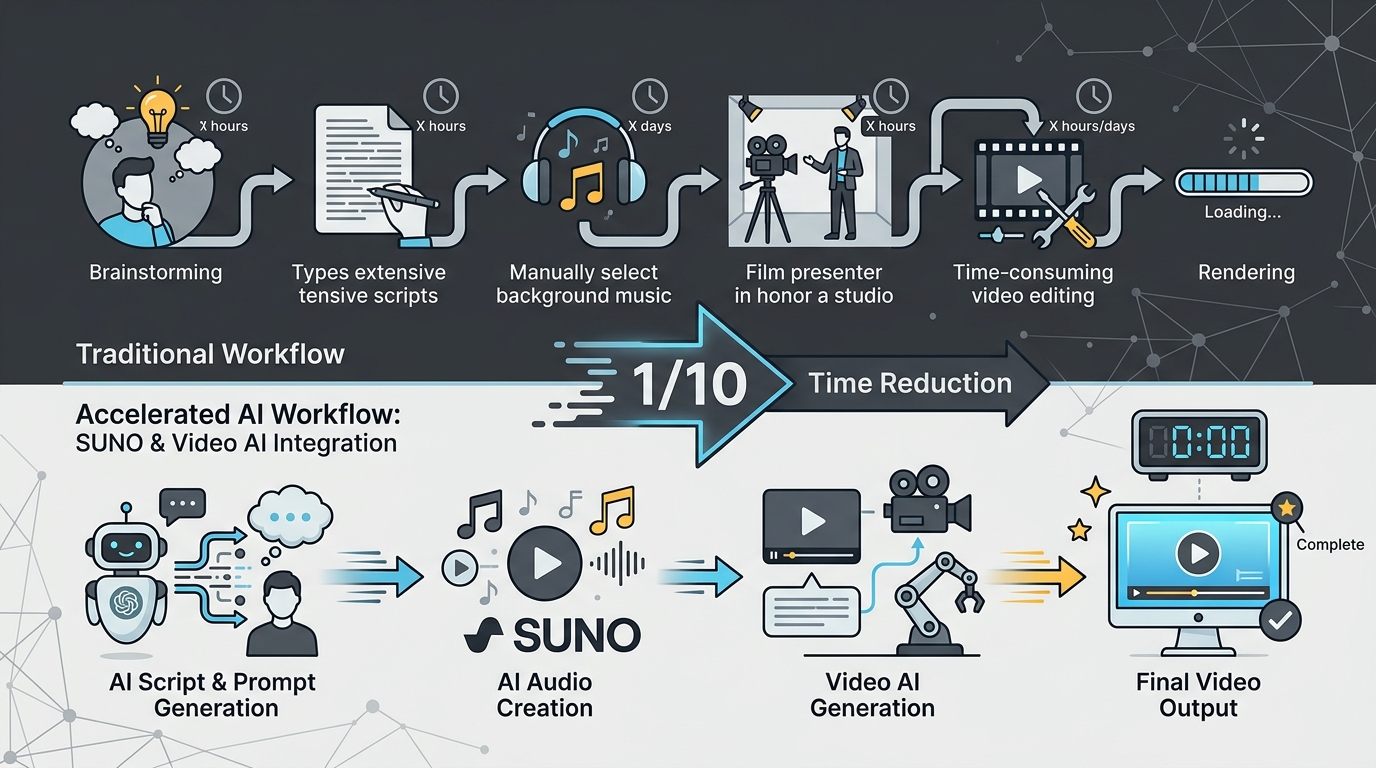 제작 시간 1/10 단축: SUNO와 비디오 AI 연동 비법